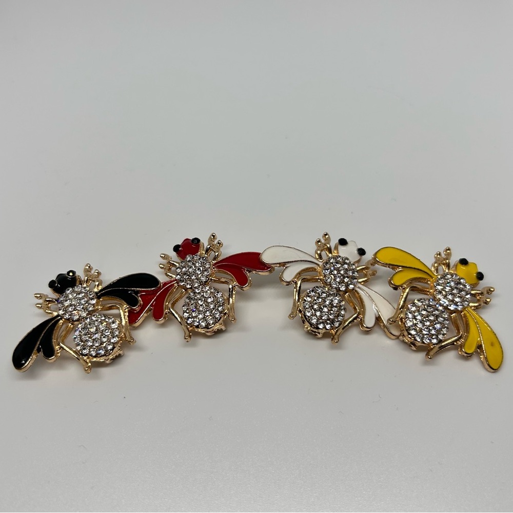 Colorful Bee Brooches with Rhinestones